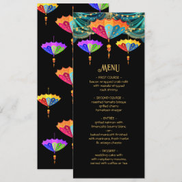 Indian Hindu Parasol Light Wedding Menu Menükarte