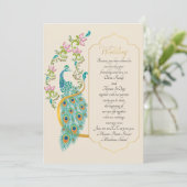 Indian Hindu Peacock Wedding Einladung (Stehend Vorderseite)
