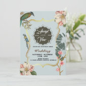 Indian Hindu Peacock Wedding Einladung (Stehend Vorderseite)