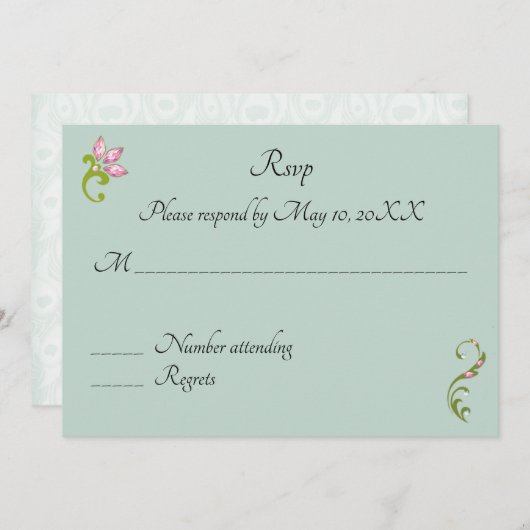 Indian Hindu Peacock Wedding RSVP Einladung (Vorne/Hinten)