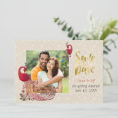 Indian Hindu Peacock Wedding Save the Date (Stehend Vorderseite)