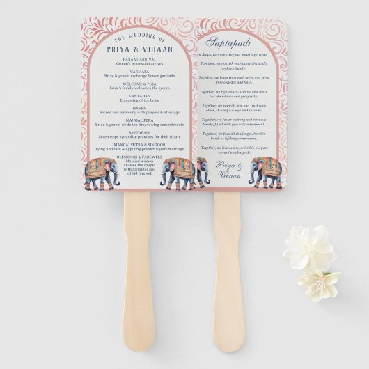 Indian Hindu Saptapadi Wedding Program Fan Fächer (Vorne und Hinten)