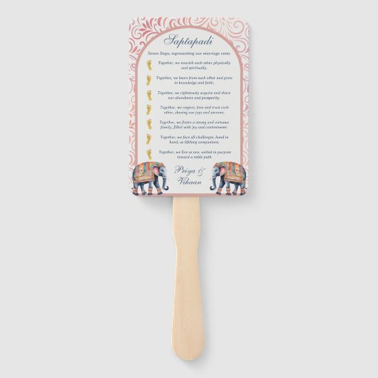 Indian Hindu Saptapadi Wedding Program Fan Fächer (Rückseite)