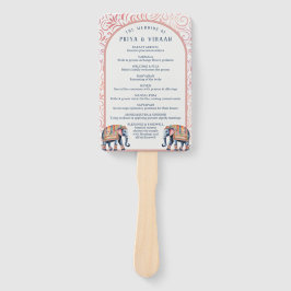 Indian Hindu Saptapadi Wedding Program Fan Fächer