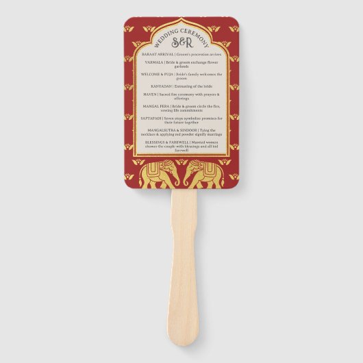 Indian Hindu Saptapadi Wedding Program Fan Fächer (Vorderseite)
