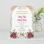 Indian Hindu Verlobung Zeremonie Floral Einladung (Stehend Vorderseite)