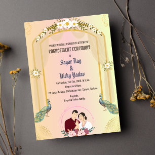 Indian Hindu Verlobung Zeremonie Peacock Einladung