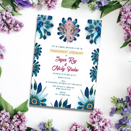 Indian Hindu Verlobung Zeremonie Peacock Feather Einladung