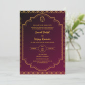 Indian Hindu Wedding Custom Foto Ganesha Logo Einladung (Stehend Vorderseite)