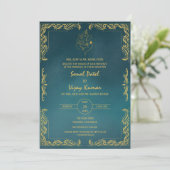 Indian Hindu Wedding Custom Foto Ganesha Logo Einladung (Stehend Vorderseite)