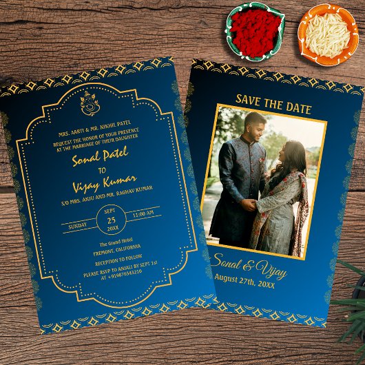 Indian Hindu Wedding Custom Foto Ganesha Logo Einladung