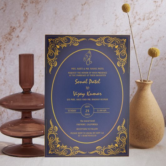 Indian Hindu Wedding Custom Foto Ganesha Logo Einladung