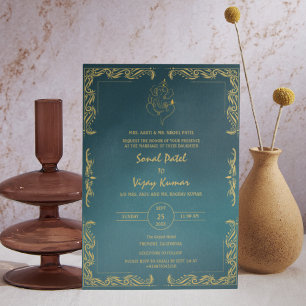 Indian Hindu Wedding Custom Foto Ganesha Logo Einladung