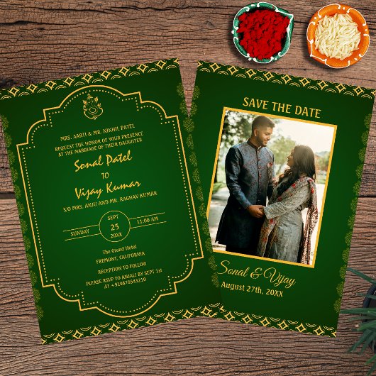 Indian Hindu Wedding Custom Foto Ganesha Logo Einladung