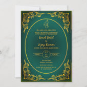 Indian Hindu Wedding Custom Foto Ganesha Logo Inv Einladung (Vorderseite)