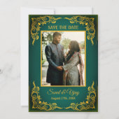 Indian Hindu Wedding Custom Foto Ganesha Logo Inv Einladung (Rückseite)