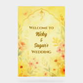 Indian Hindu Wedding Floral Welcome Acrylic Signs Acrylschild (Vorderseite)
