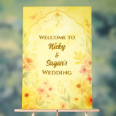 Indian Hindu Wedding Floral Welcome Acrylic Signs Acrylschild (Neutral)