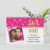 Indian Hindu Wedding Foto Save the Date (Stehend Vorderseite)
