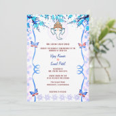 Indian Hindu Wedding Ganesha Blue Butterfly Einladung (Stehend Vorderseite)