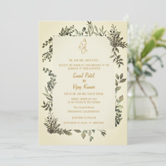 Indian Hindu Wedding Ganesha Einladung (Stehend Vorderseite)