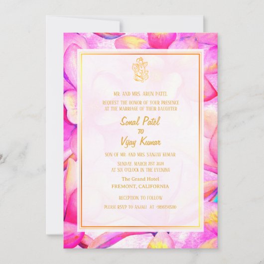 Indian Hindu Wedding Ganesha Einladung (Vorderseite)