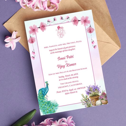 Indian Hindu Wedding Ganesha Einladung