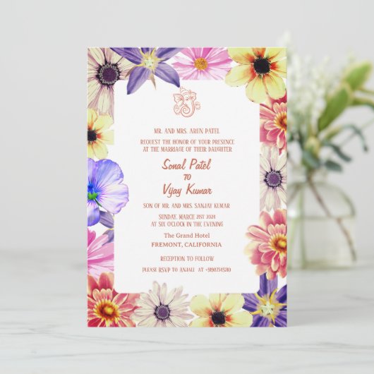 Indian Hindu Wedding Ganesha Einladung (Stehend Vorderseite)