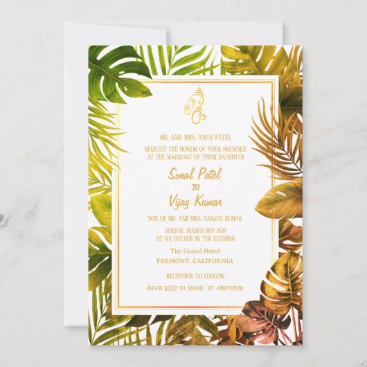 Indian Hindu Wedding Ganesha Einladung (Vorderseite)