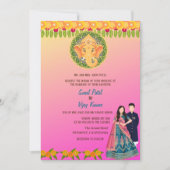 Indian Hindu Wedding Ganesha Floral Einladung (Vorderseite)