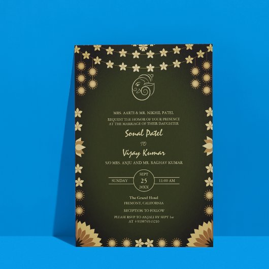 Indian Hindu Wedding Ganesha Logo Einladung
