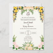 Indian Hindu Wedding Ganesha Logo Floral Einladung (Vorderseite)