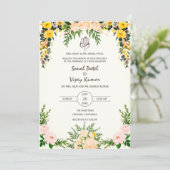 Indian Hindu Wedding Ganesha Logo Floral Einladung (Stehend Vorderseite)