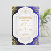 Indian Hindu Wedding Ganesha Logo Golden Elements Einladung (Stehend Vorderseite)