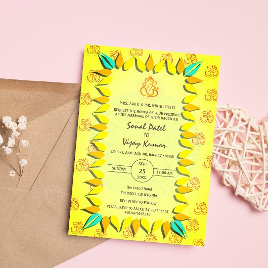 Indian Hindu Wedding Ganesha Logo Om Symbol Einladung