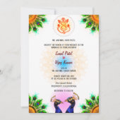 Indian Hindu Wedding Ganesha Peacock Pair White Einladung (Vorderseite)