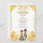 Indian Hindu Wedding Ganesha Yellow Floral Einladung (Vorderseite)