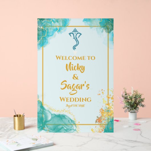 Indian Hindu Wedding Welcome Acrylic Signs Acrylschild (Hochzeit)