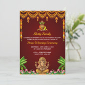 Indian Housewarming Invitation Card, Grah Pravesh Einladung (Stehend Vorderseite)