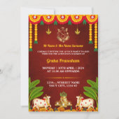Indian Housewarming Invitational Card, Gruha Prave Einladung (Vorderseite)
