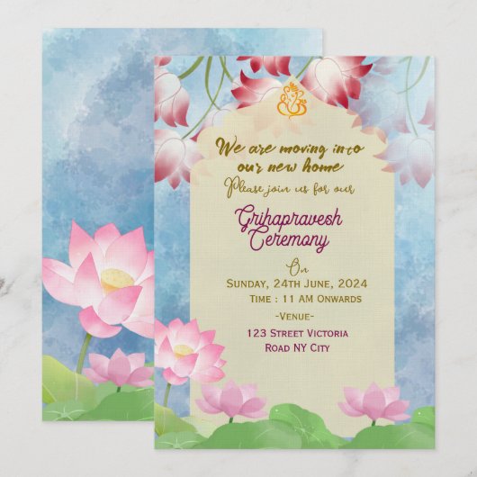 Indian Housewarming Invitations  Einladung (Vorne/Hinten)