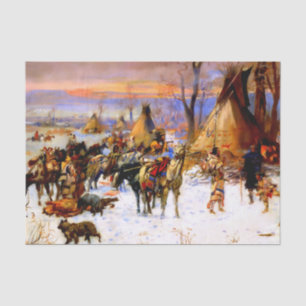 „Indian Hunters Return“ von Charles M. Russell Seidenpapier