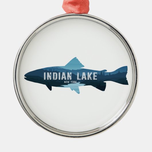Indian Lake New York Fish Ornament Aus Metall (Vorne)