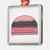 Indian Lake New York Red Sunrise Ornament Aus Metall (Links)