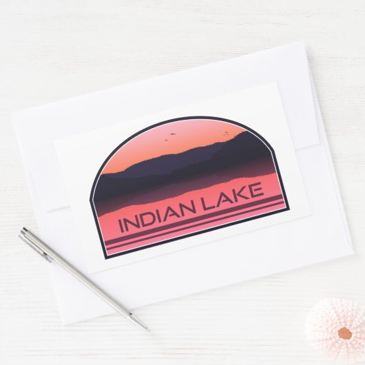 Indian Lake New York Red Sunrise Rechteckiger Aufkleber (Umschlag)