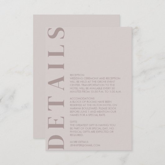 Indian Light Gray Enclosure Card Begleitkarte (Vorne/Hinten)