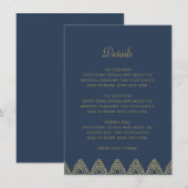 Indian Luxury Blue Gold Mehndi Wedding Details Begleitkarte (Vorne/Hinten)