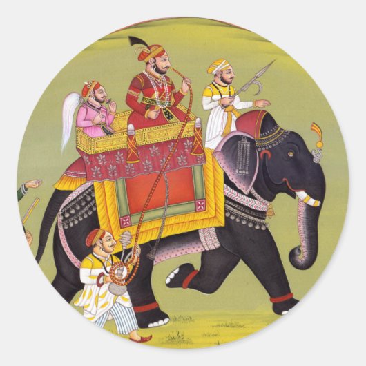 INDIAN MAHARAJA AUF DER ROYAL HUNT REITENDER ELEPH RUNDER AUFKLEBER (Vorderseite)
