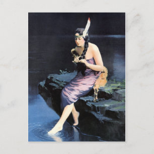 Indian Maidens 1920s Calendar Girls Postcard Postkarte