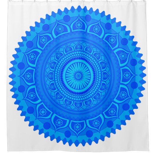 Indian Mandala Blue Duschvorhang (Vorderseite)